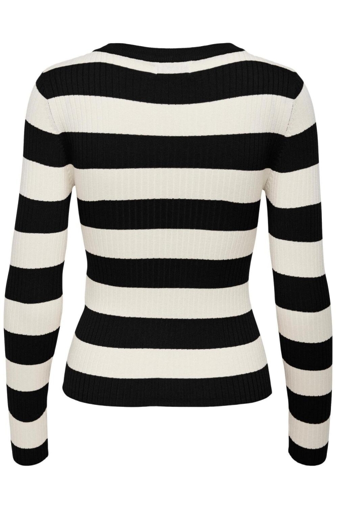 JDYPLUM L/S O-NECK STRIPE PULLOVER 15277223 BLACK/EGGNOG